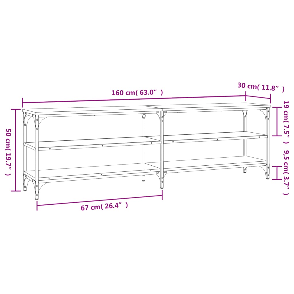 Tv-meubel 160x30x50 cm bewerkt hout