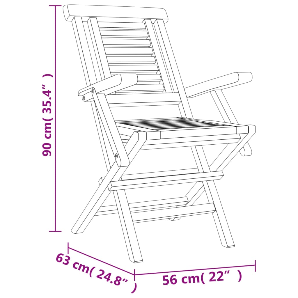 Chaises de jardin pliantes 6 pcs 47x63x90 cm teck massif