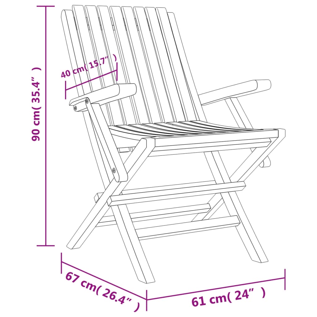 Chaises de jardin 8 pcs pliables 61x67x90 cm teck massif