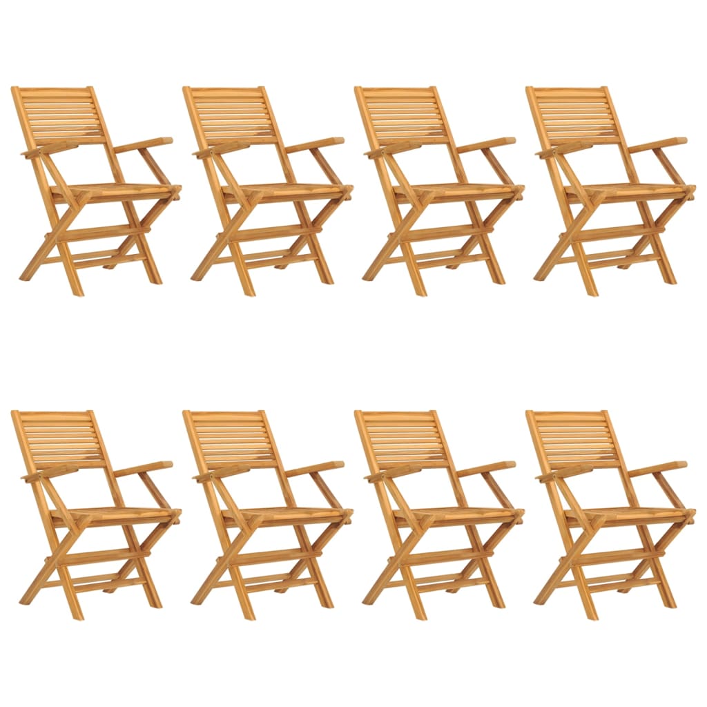 Chaises de jardin pliantes 8 pcs 55x62x90 cm teck massif