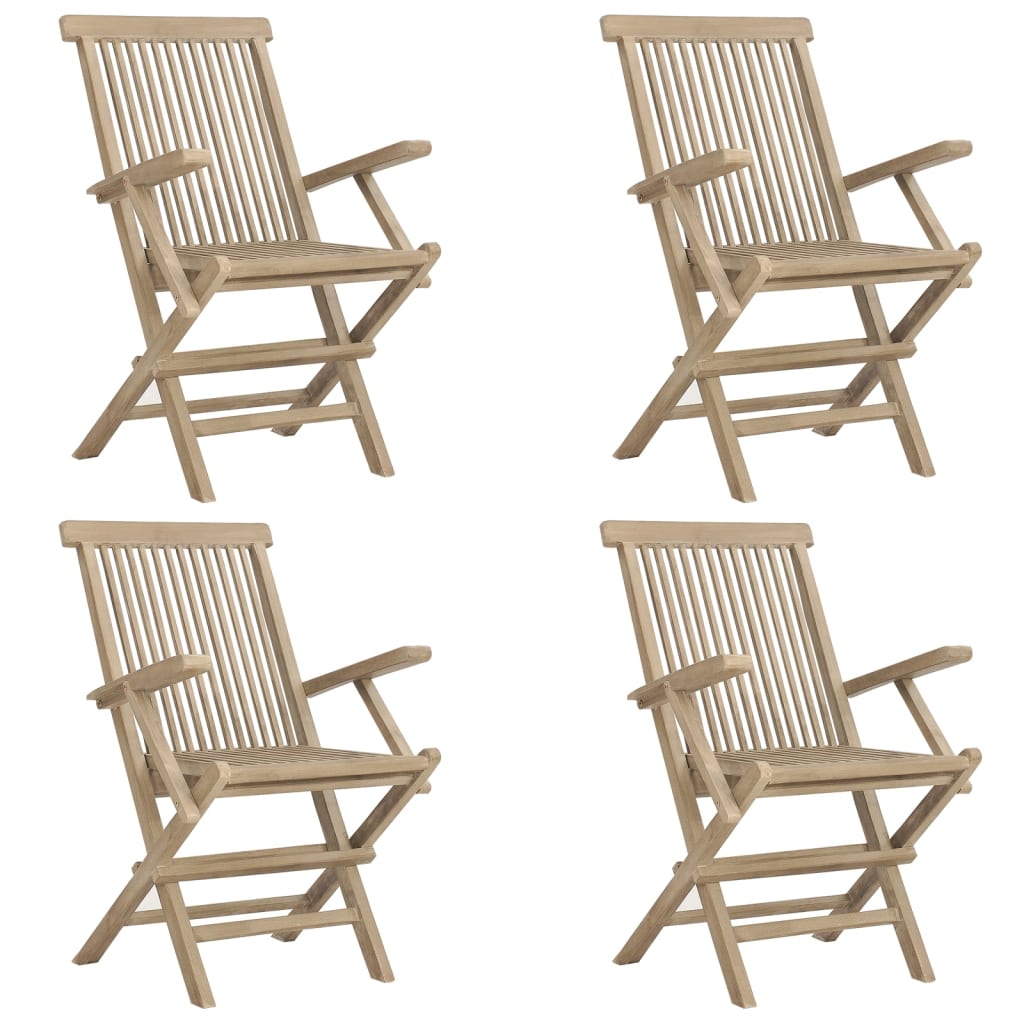 Chaises de jardin pliantes 8 pcs 56x61x89 cm teck massif gris