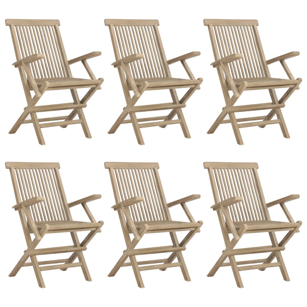 Chaises de jardin pliantes 8 pcs 56x61x89 cm teck massif gris