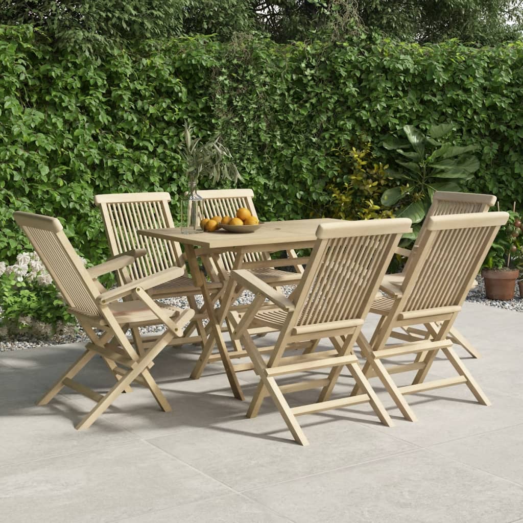 Chaises de jardin pliantes 8 pcs 56x61x89 cm teck massif gris