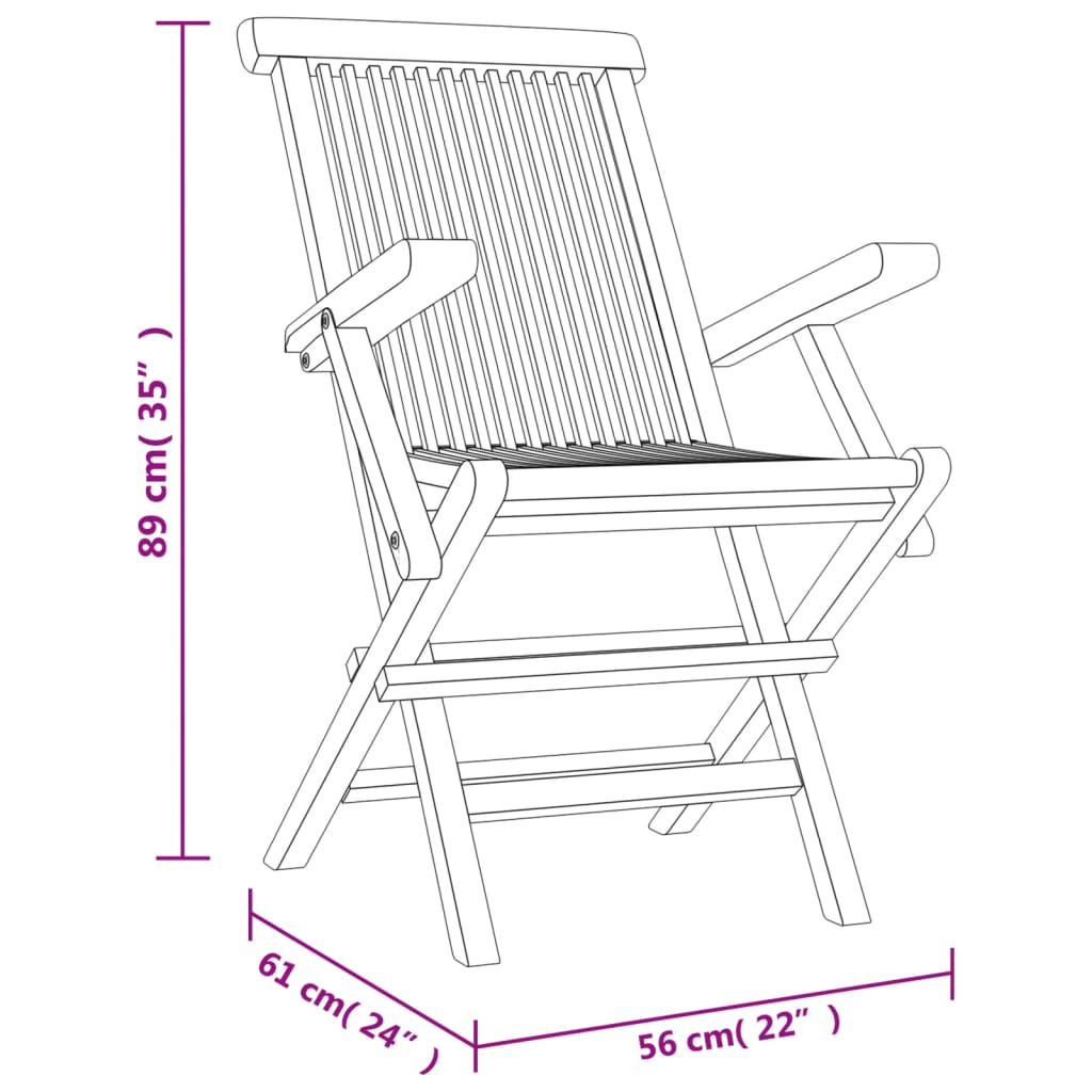 Chaises de jardin pliantes 8 pcs 56x61x89 cm teck massif gris