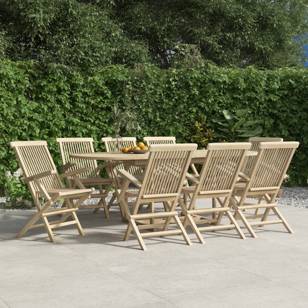 Chaises de jardin pliantes 8 pcs 56x61x89 cm teck massif gris