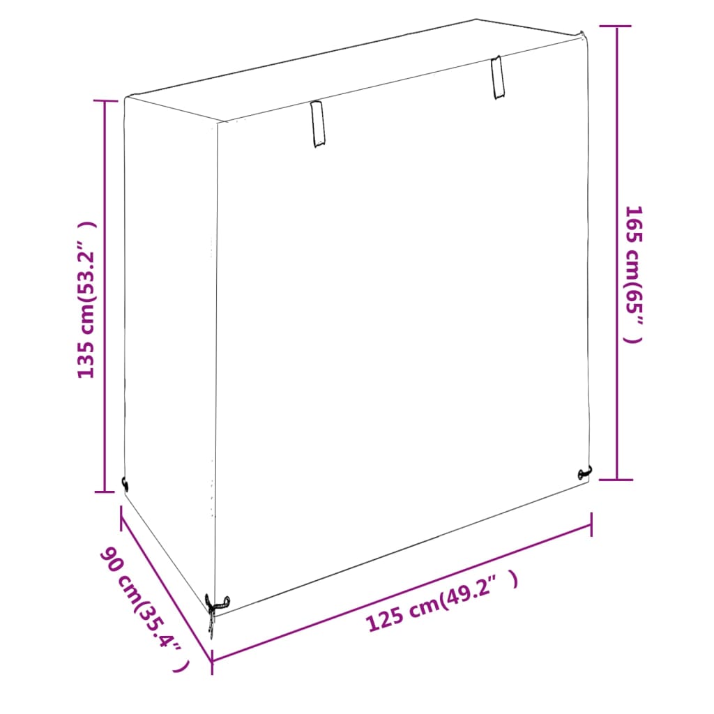 Housse pour banc balançoire avec 12 œillets 215x150x130/150 cm polyéthylène