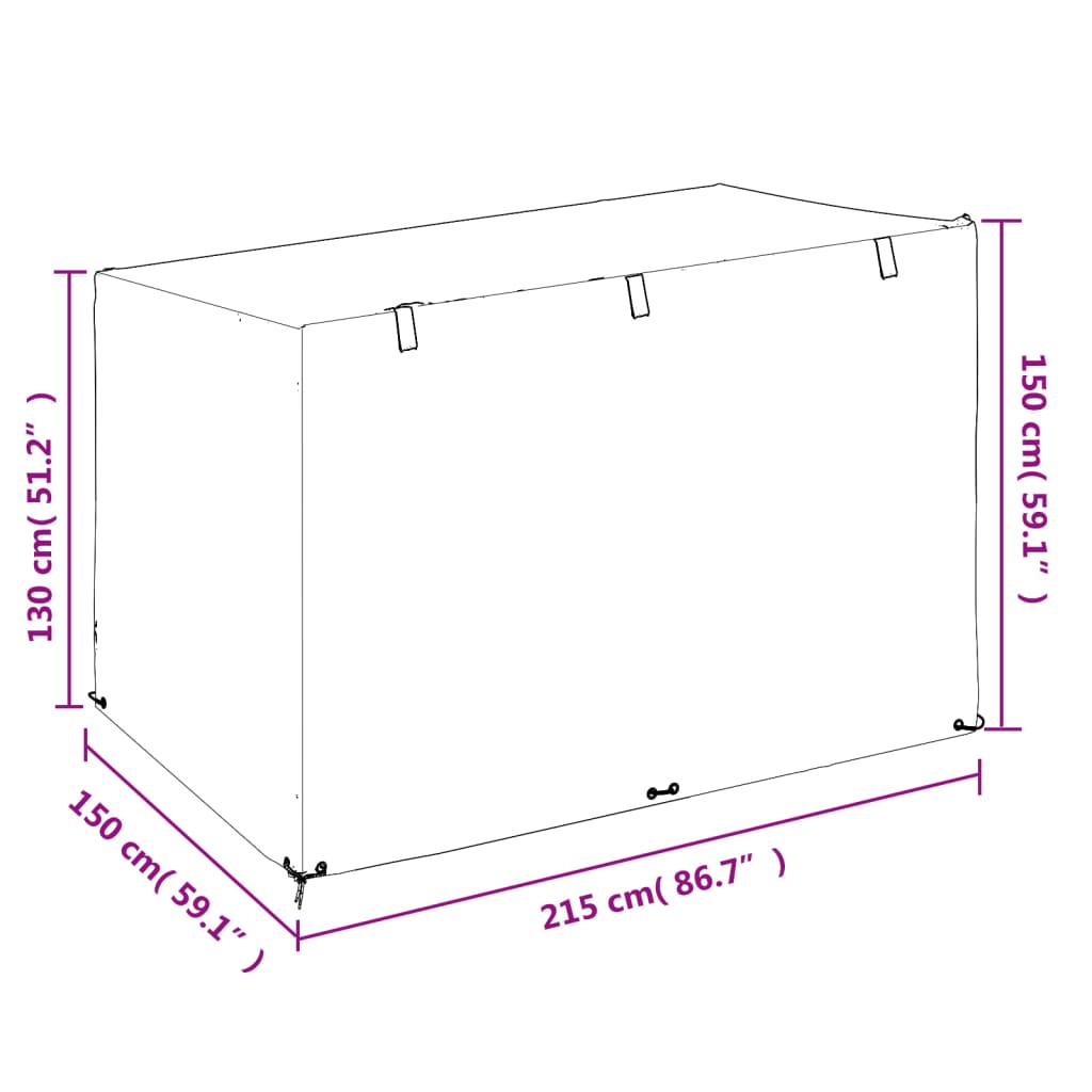 Housse pour banc balançoire avec 12 œillets 215x150x130/150 cm polyéthylène