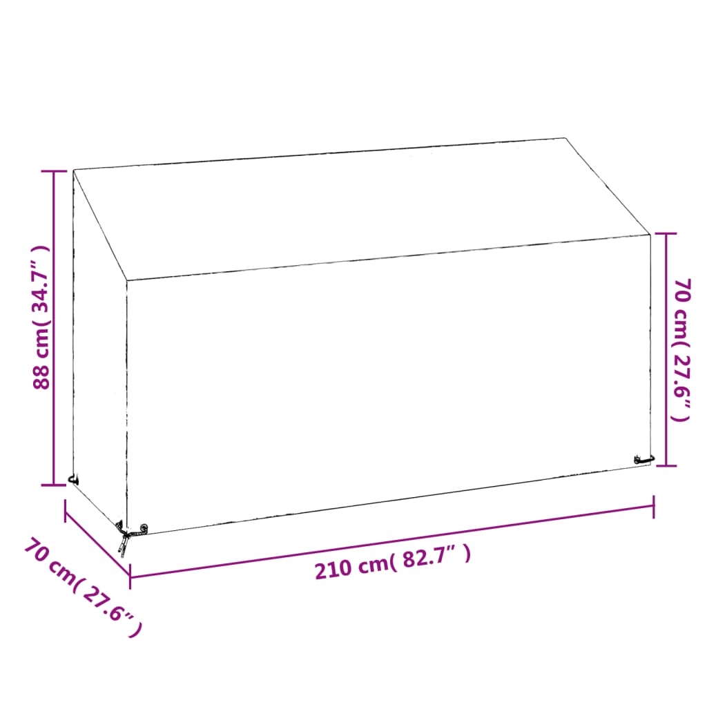 Tuinbankhoezen 2 st 8 oogjes 130x70x70/88 cm polyetheen