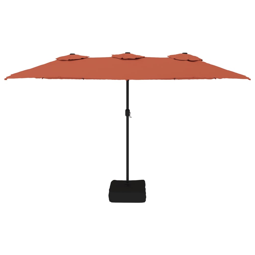 Parasol dubbel met LED 449x245 cm terracottakleurig