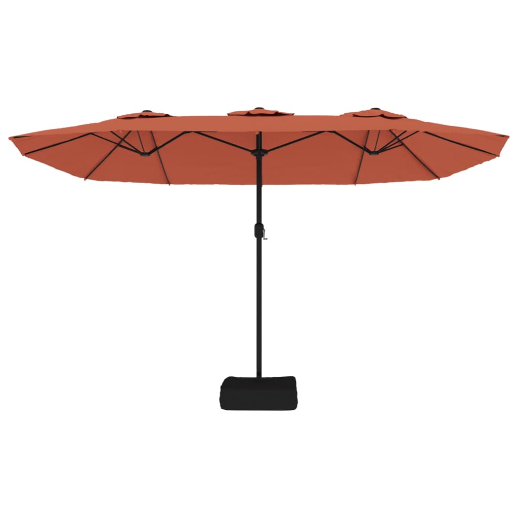 Parasol dubbel met LED 449x245 cm terracottakleurig