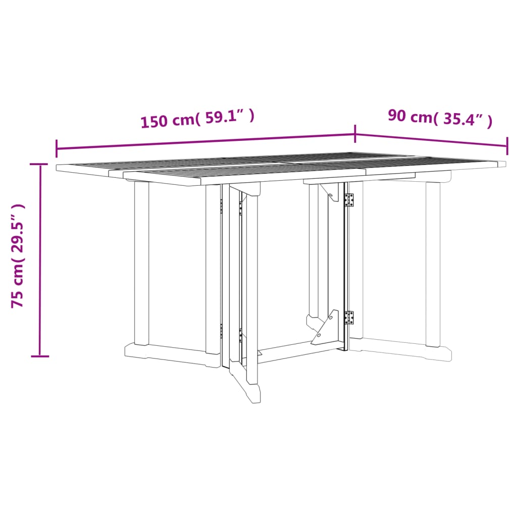 Table de jardin pliante 120x70x75 cm teck massif