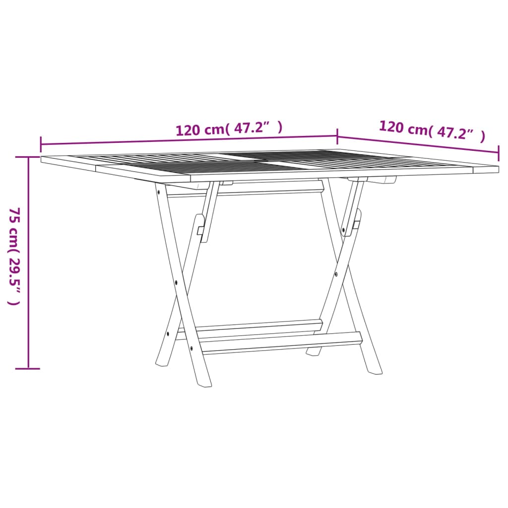 Tuintafel inklapbaar 110x110x75 cm massief teakhout