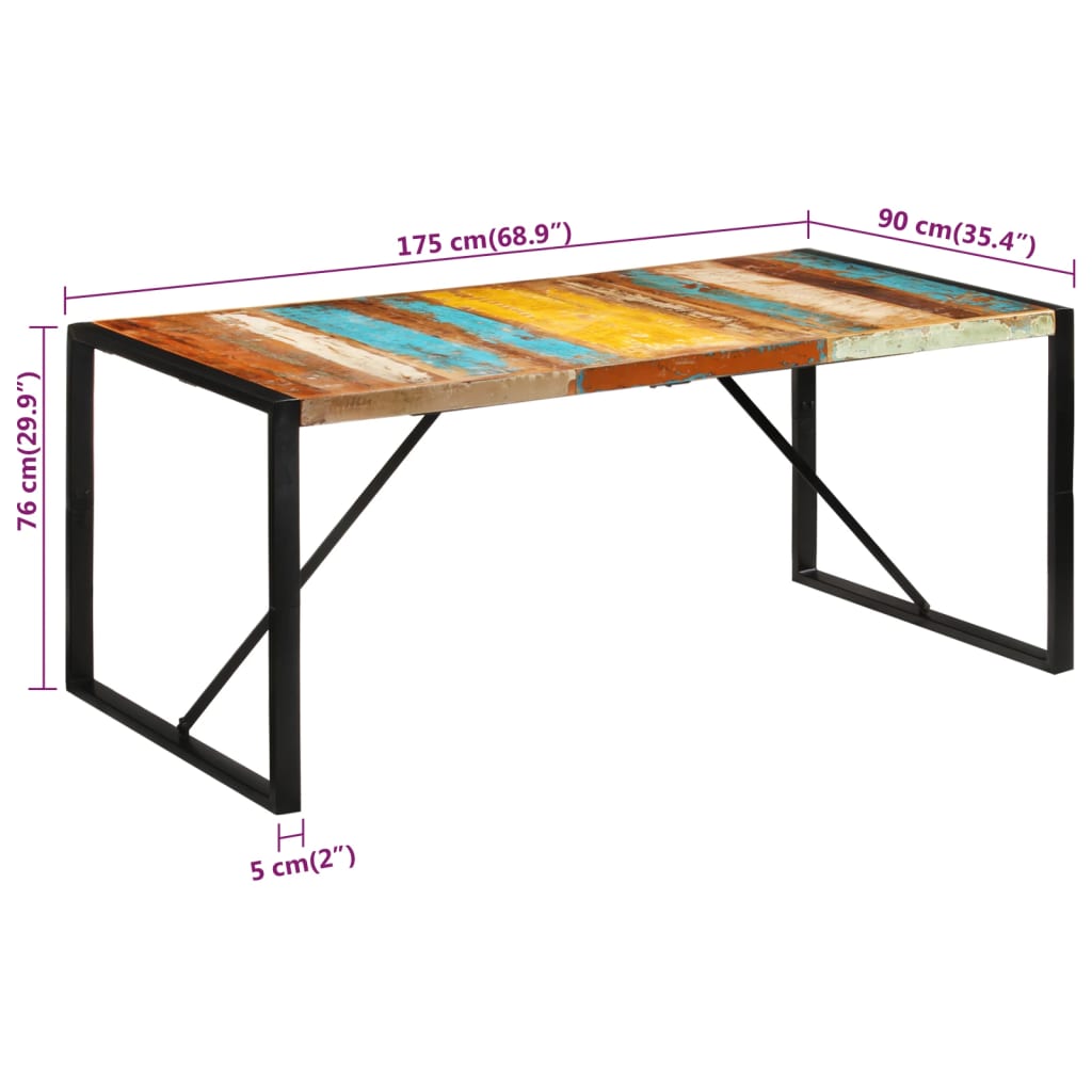 Eettafel 180 cm massief ruw mangohout