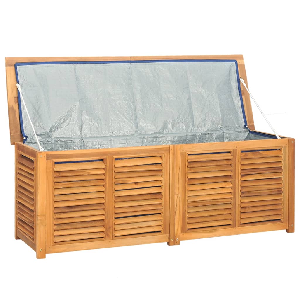 Coffre de jardin avec sac 200x50x53 cm teck massif