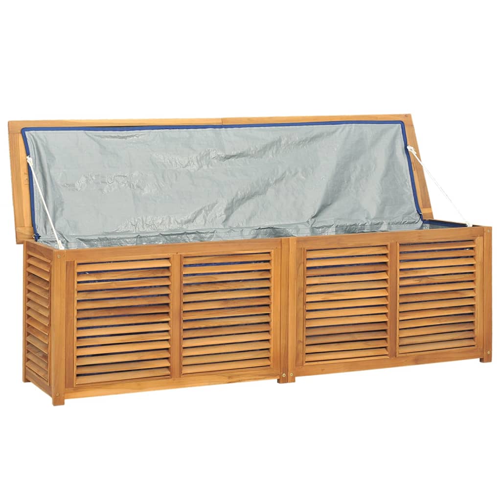 Coffre de jardin avec sac 200x50x53 cm teck massif