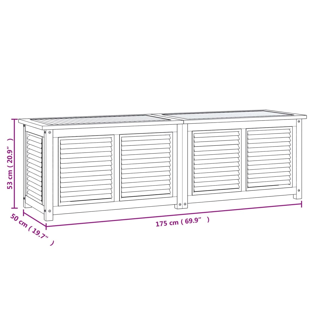 Tuinbox met zak 200x50x53 cm massief teakhout