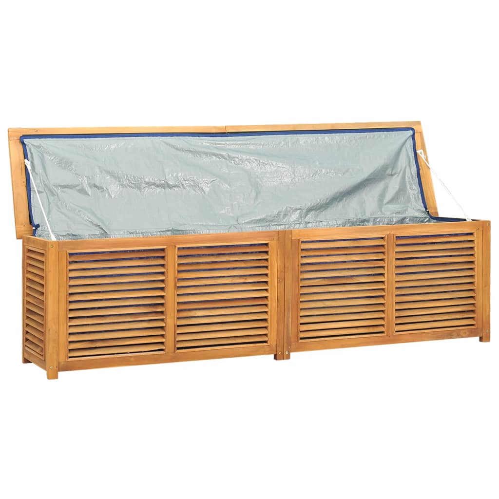 Coffre de jardin avec sac 200x50x53 cm teck massif