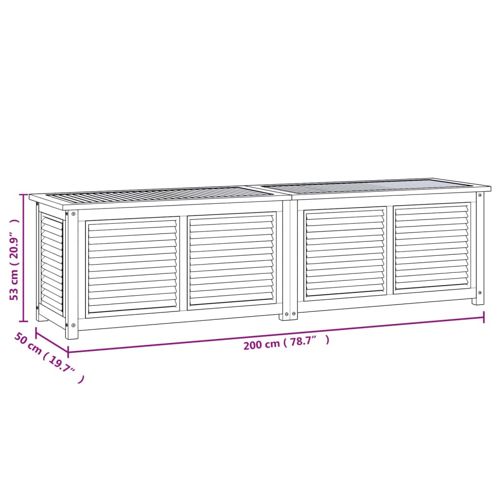 Tuinbox met zak 200x50x53 cm massief teakhout