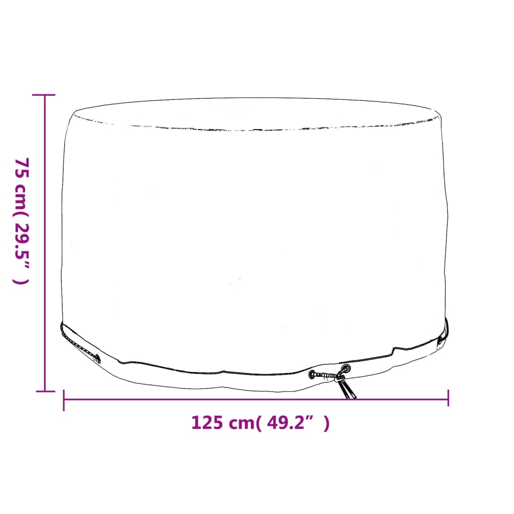 Housses pour salon de jardin avec 6 œillets 2 pcs rondes Ø125x75 cm