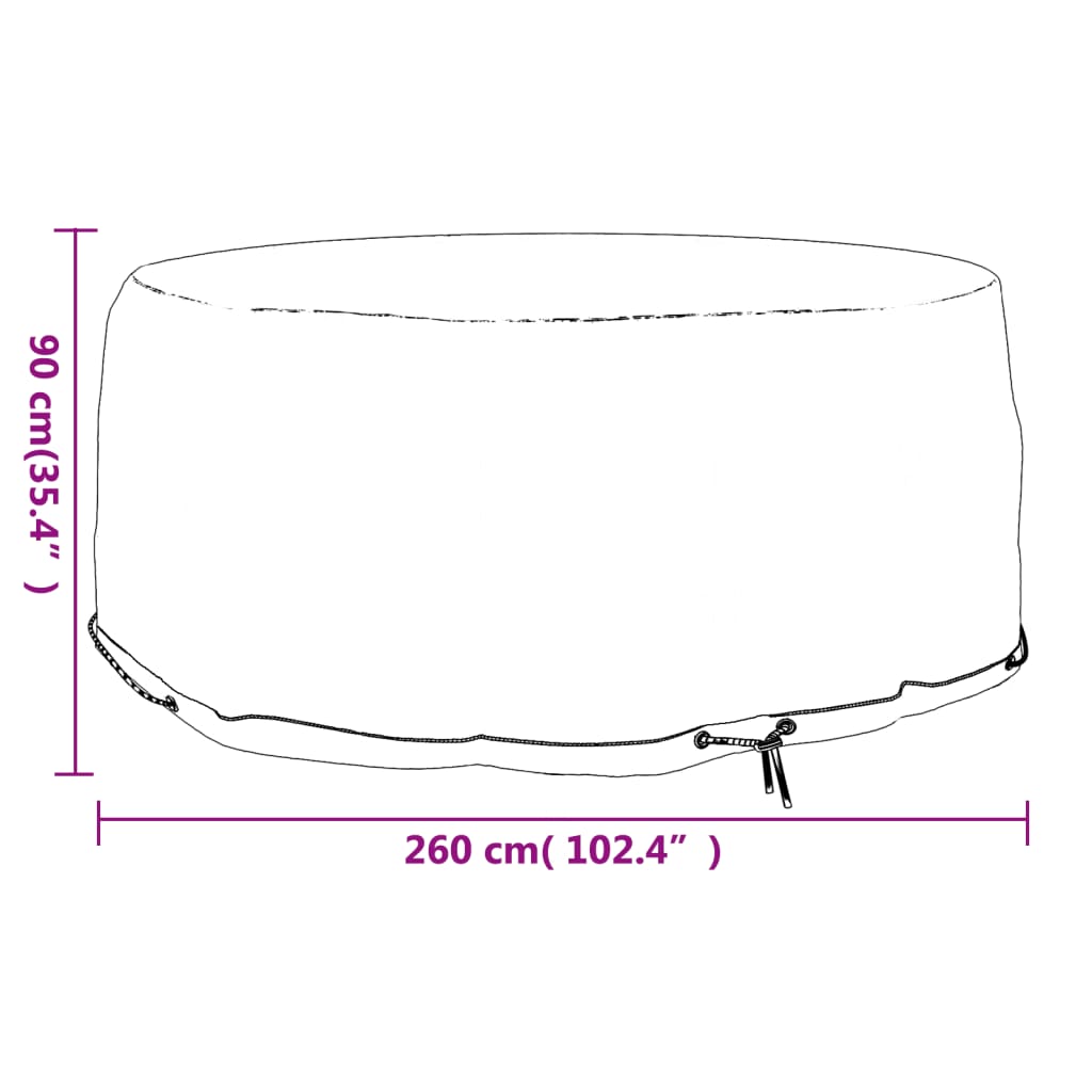 Housses pour salon de jardin avec 6 œillets 2 pcs rondes Ø125x75 cm