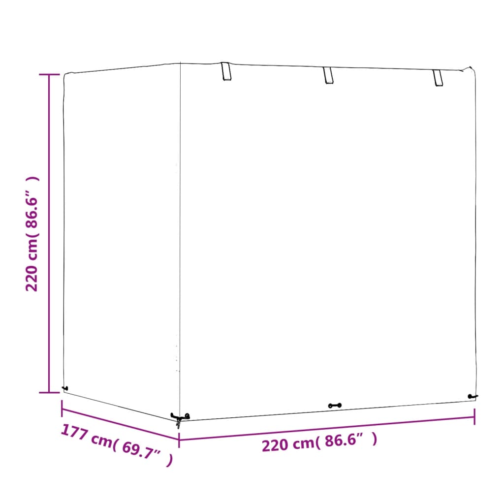 Schommelbankhoes met 12 oogjes 215x150x130/150 cm polyetheen