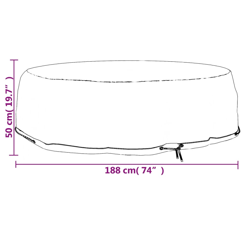 Tuinmeubelhoezen voor loungebed 2 st 10 oogjes rond Ø236x67 cm