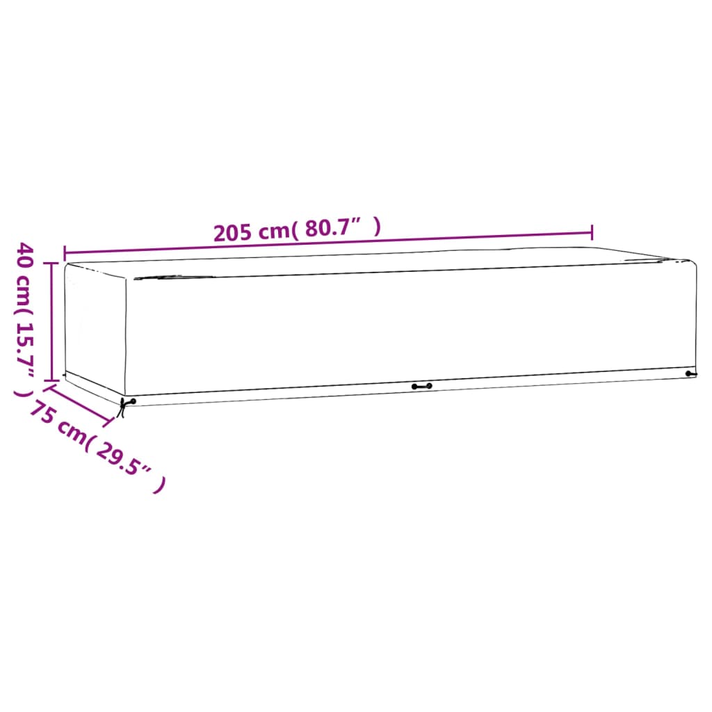 Housses de bain de soleil 2 pcs avec 12 œillets 200x65x35/60 cm polyéthylène