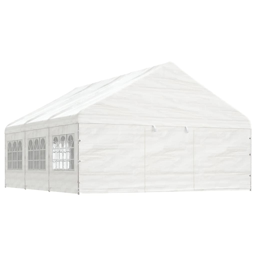 Prieel met dak 5,88x2,23x3,75 m polyetheen wit