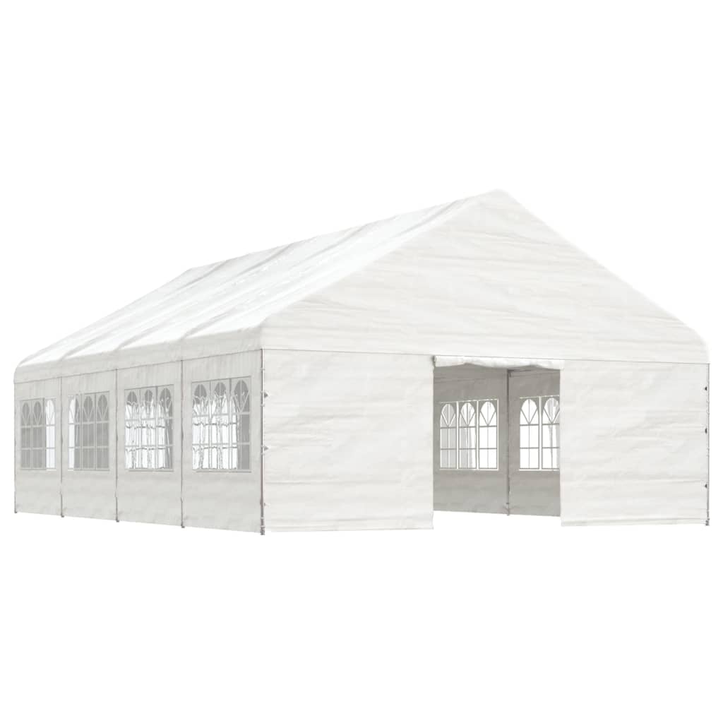 Prieel met dak 5,88x2,23x3,75 m polyetheen wit