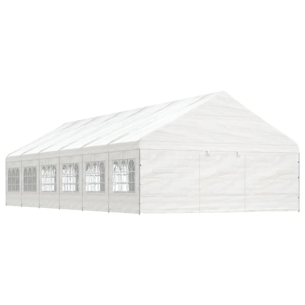 Prieel met dak 5,88x2,23x3,75 m polyetheen wit