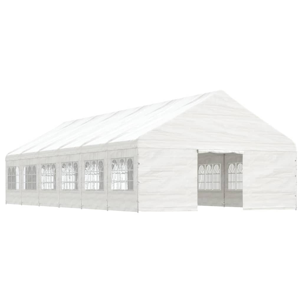 Prieel met dak 5,88x2,23x3,75 m polyetheen wit