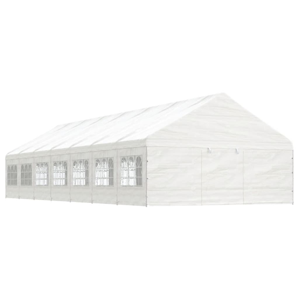 Prieel met dak 5,88x2,23x3,75 m polyetheen wit