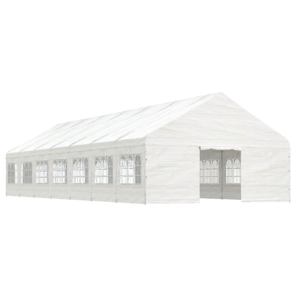 Prieel met dak 5,88x2,23x3,75 m polyetheen wit