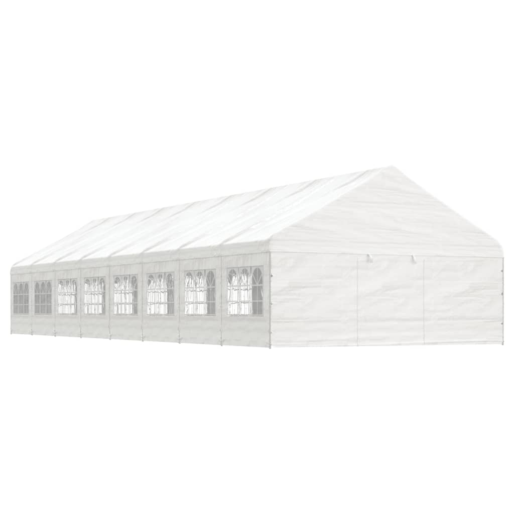 Prieel met dak 17,84x5,88x3,75 m polyetheen wit