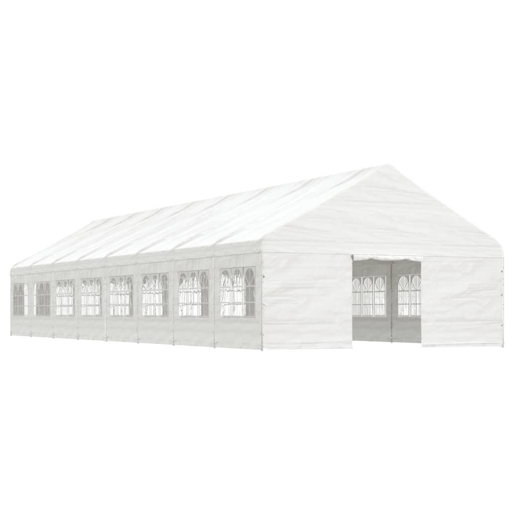 Prieel met dak 5,88x2,23x3,75 m polyetheen wit