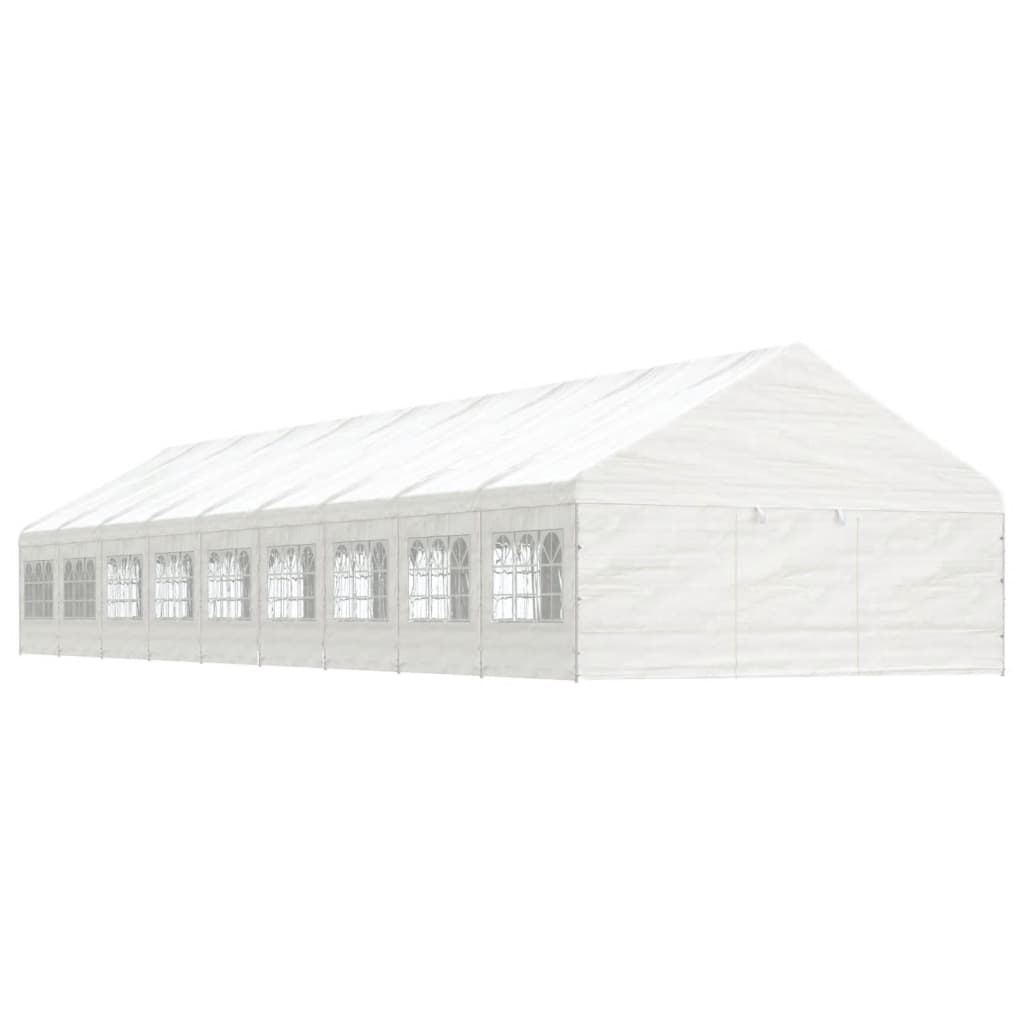 Prieel met dak 5,88x2,23x3,75 m polyetheen wit