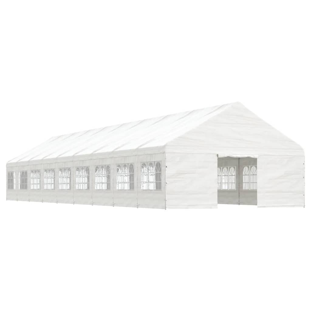 Prieel met dak 5,88x2,23x3,75 m polyetheen wit