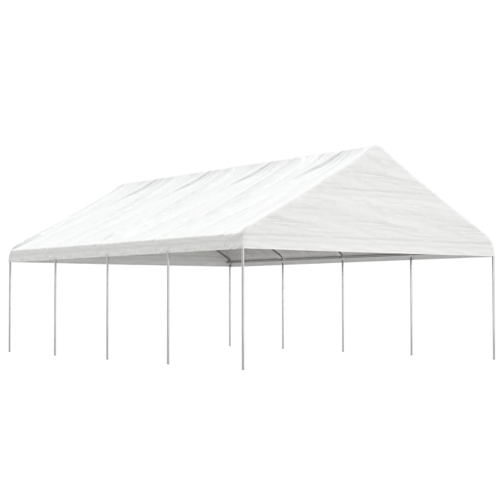 Prieel met dak 8,92x5,88x3,75 m polyetheen wit