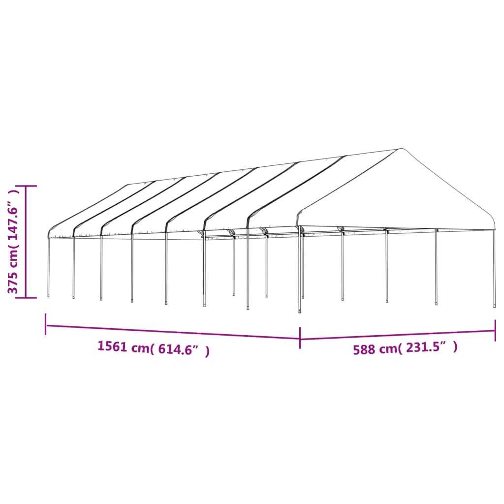 Prieel met dak 8,92x5,88x3,75 m polyetheen wit