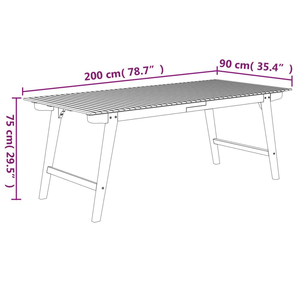 Tuintafel 150x90x75 cm massief acaciahout