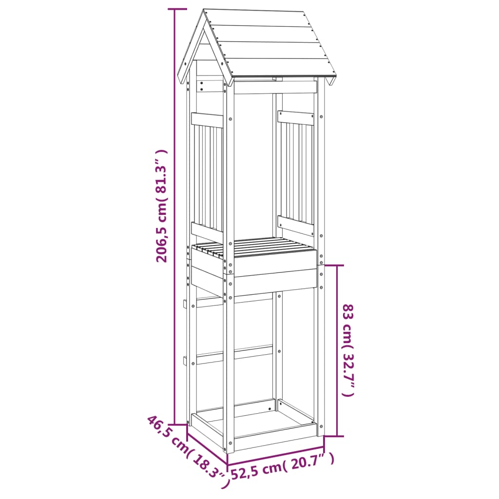 Speeltoren 52,5x46,5x206,5 cm massief grenenhout