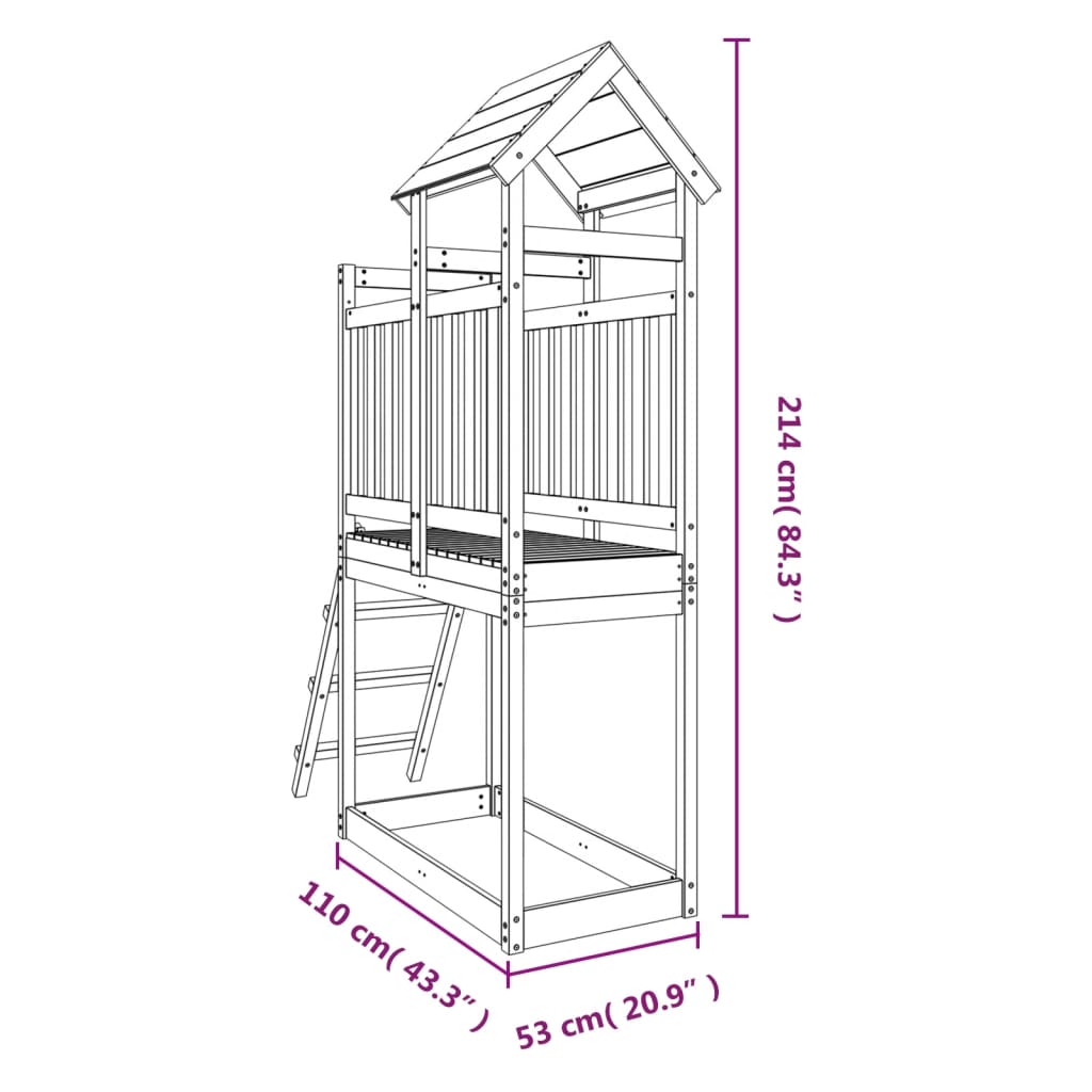 Cabane 53x110x214 cm en bois de pin massif