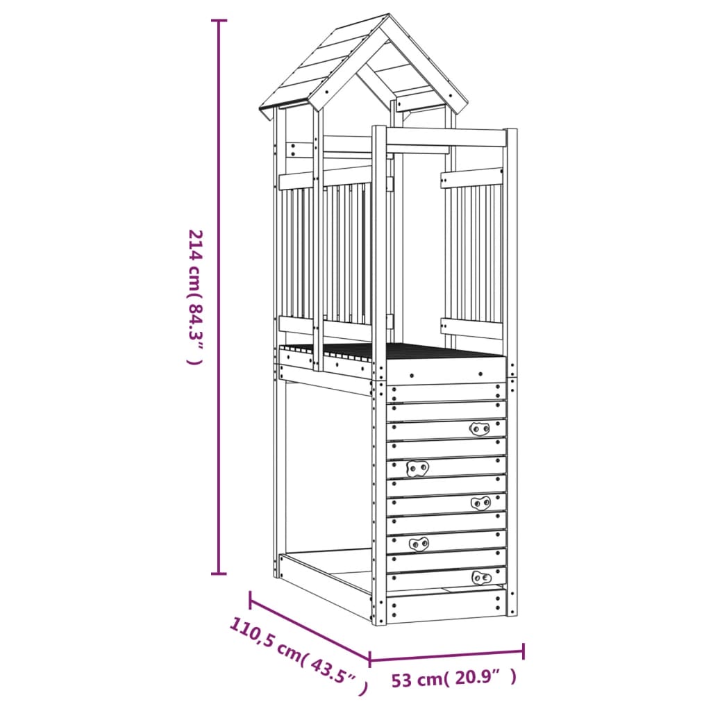 Speeltoren met rotswand 53x110x214 cm massief grenenhout