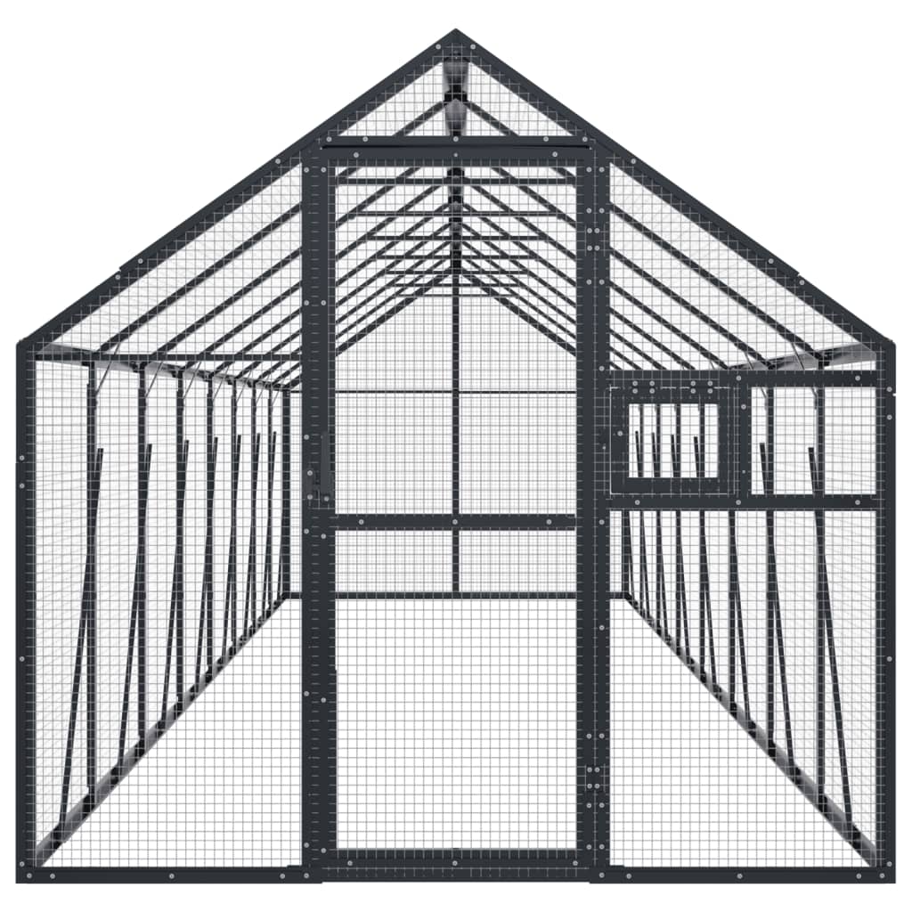 Volière 1,79x8x1,85 m aluminium zilverkleurig