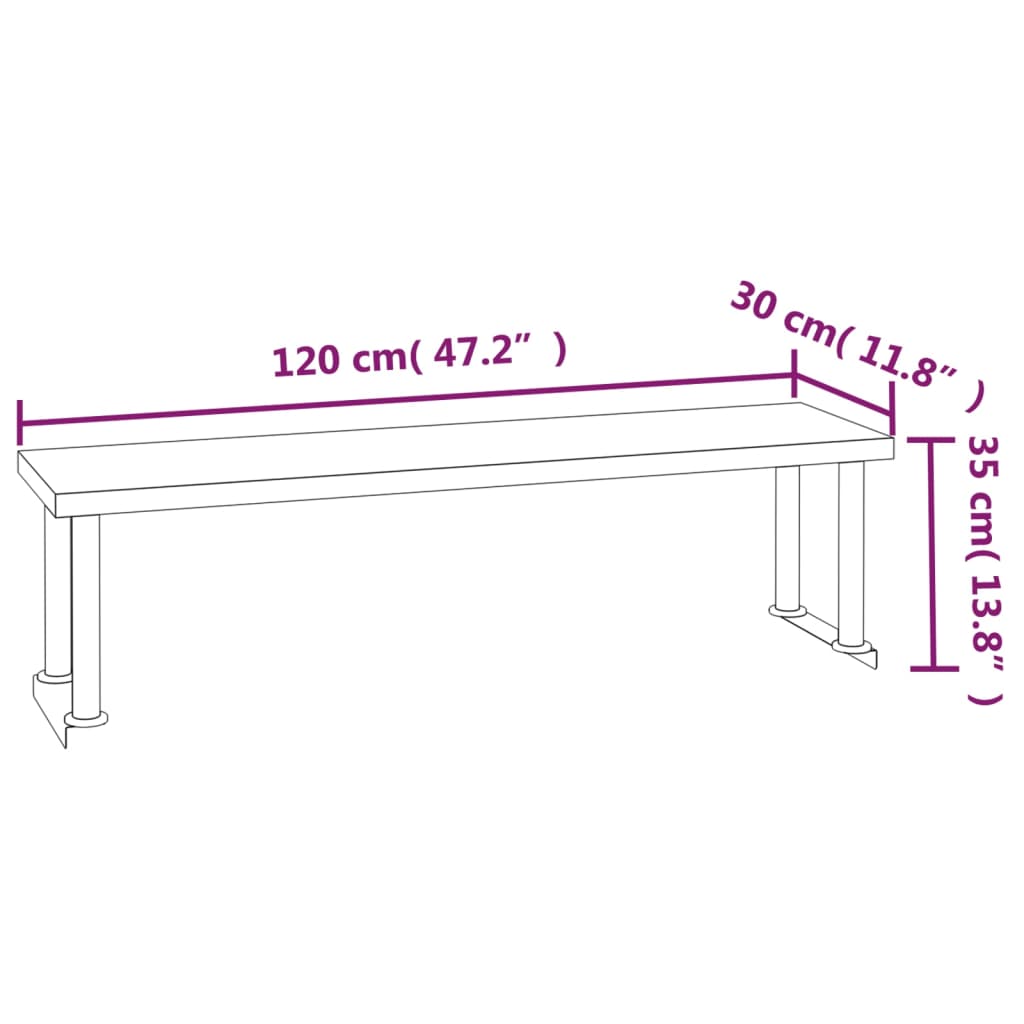 Keukenwerktafel met bovenschap 120x60x145 cm roestvrij staal