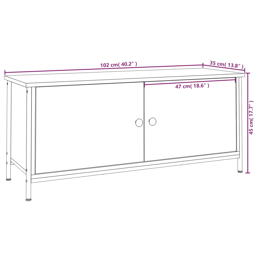 Tv-meubel met deuren 60x35x45 cm bewerkt hout