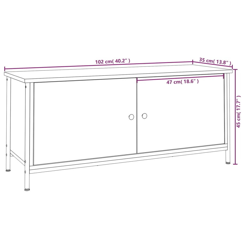 Meuble TV avec portes 60x35x45 cm bois fini