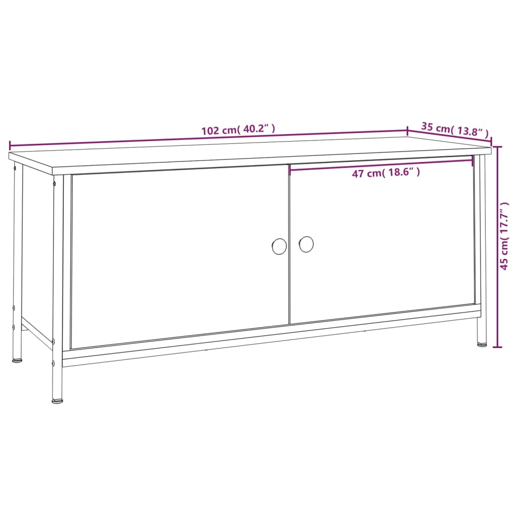 Meuble TV avec portes 60x35x45 cm bois fini