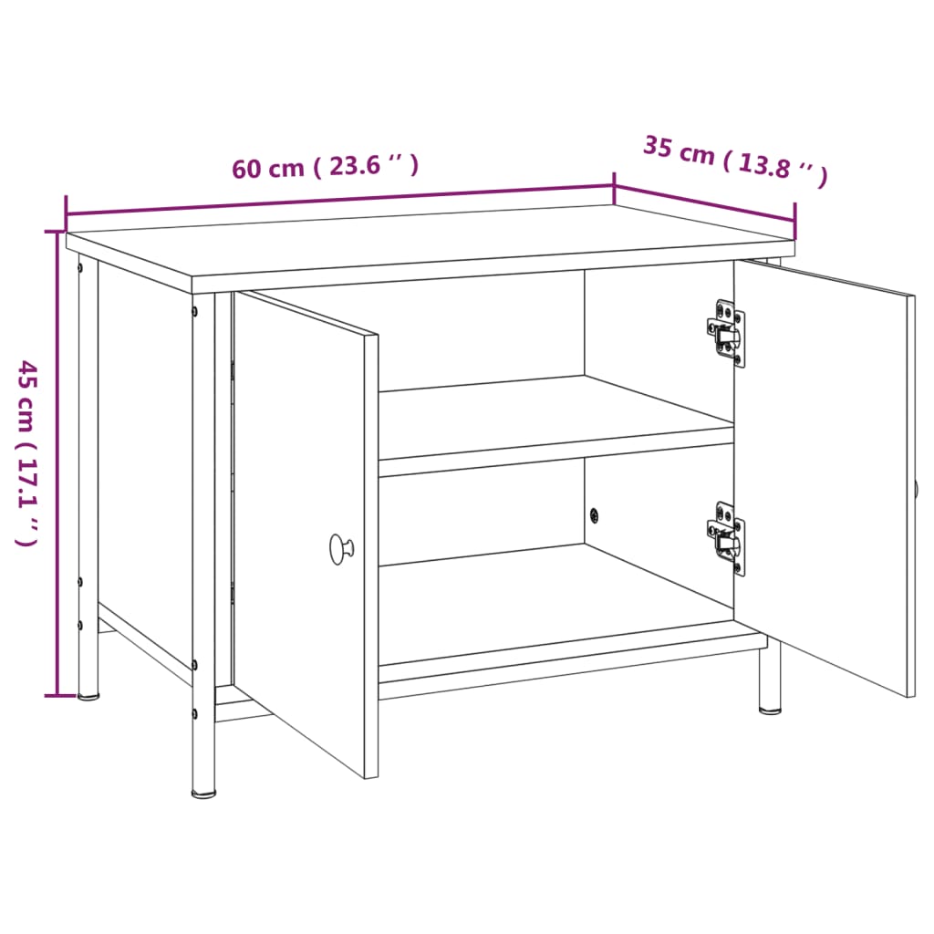 Tv-meubel met deuren 60x35x45 cm bewerkt hout