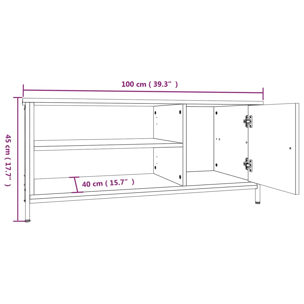 Meuble TV 100x40x45 cm en bois travaillé